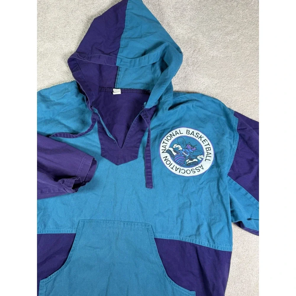 Vtg 90s Charlotte Hornets NBA Hooded Anorak Pullover Jacket Men's M** Made USA